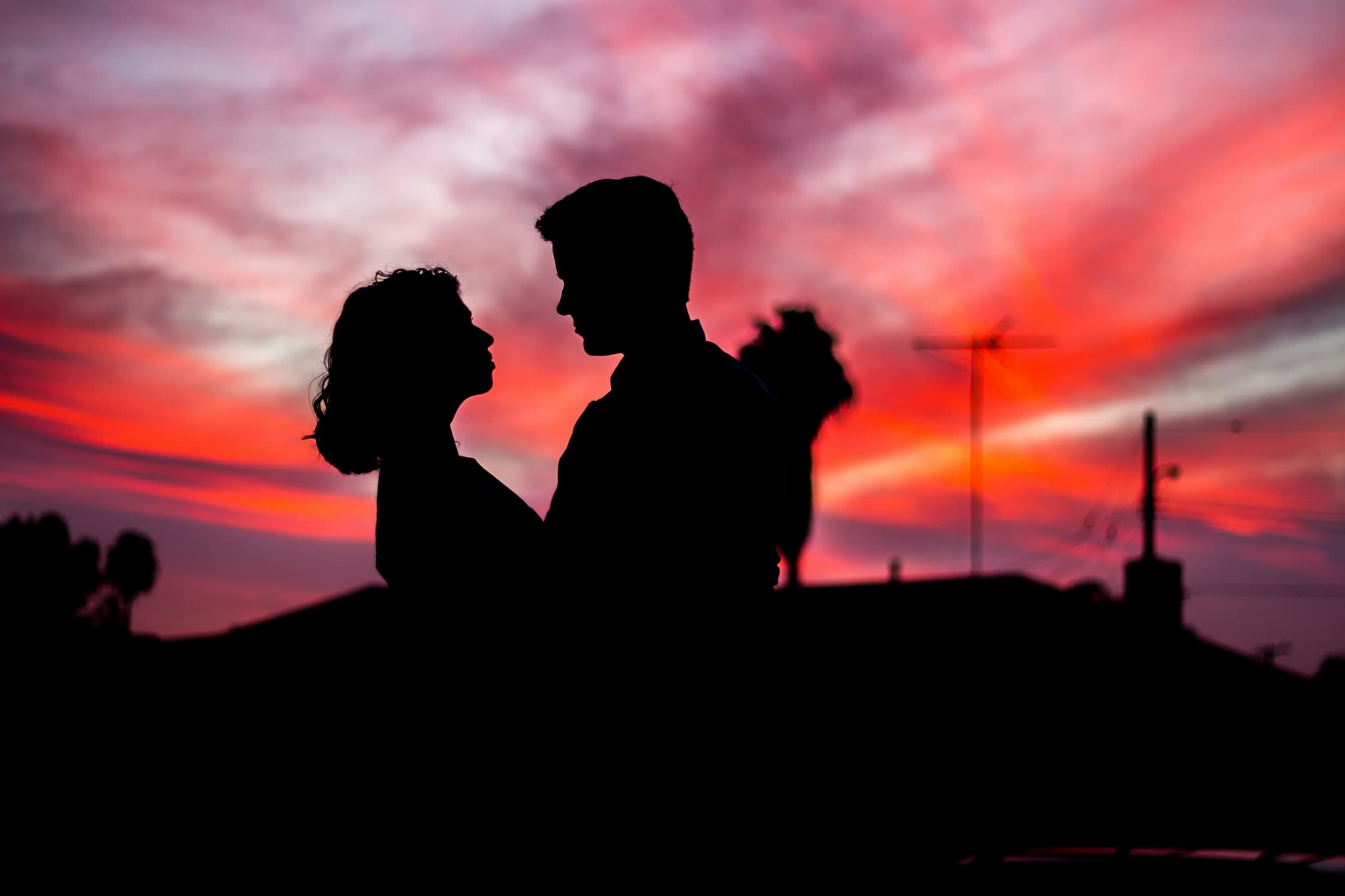Couple silhouette at sunset